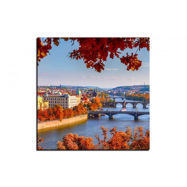 Obraz na plátně - Řeka Vltava a Karlův most - čtverec